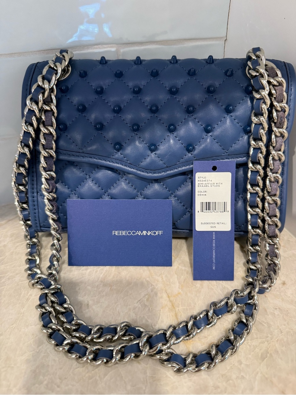 Rebecca Minkoff Navy Quilted Chain Shoulder Bag